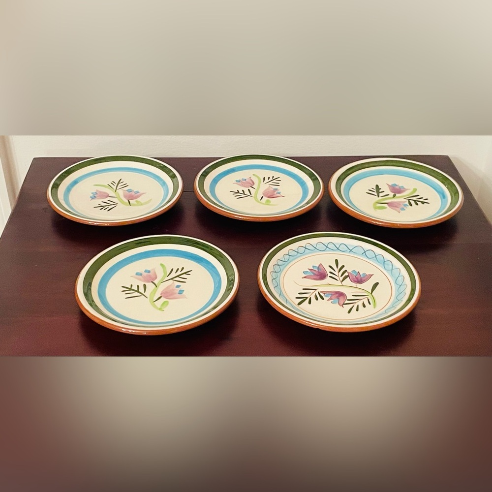 Retro Stangl Pottery Ceramic Hand Painted Floral 5”Coasters: Set of 9 - Picture 6 of 16